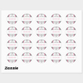 Sticker Rond Sticleur en ruban gris-floral rose (Feuille)