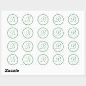 Sticker Rond Sticleur initial simple vert point Monogramme (Feuille)