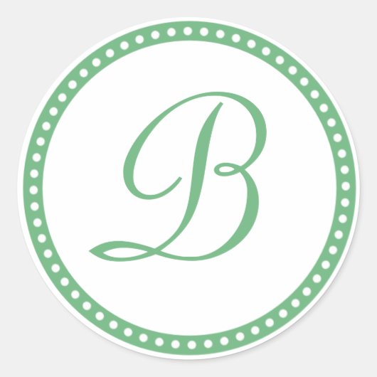 Sticker Rond Sticleur initial simple vert point Monogramme (Devant)