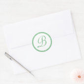 Sticker Rond Sticleur initial simple vert point Monogramme (Enveloppe)