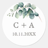 Sticker Rond Sticleur Mariage rond Monogramme de branche d'aqua (Devant)