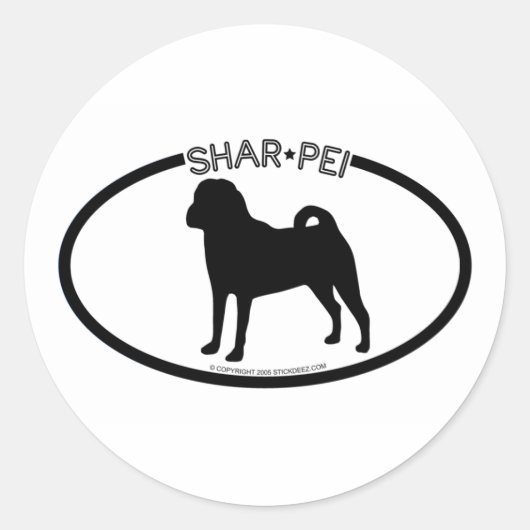 Sticker Rond Sticleur noir Shar Pei Silhouette (Devant)