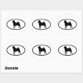 Sticker Rond Sticleur noir Shar Pei Silhouette (Feuille)