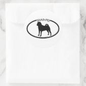 Sticker Rond Sticleur noir Shar Pei Silhouette (Sac)