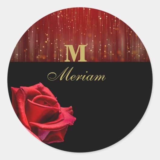 Sticker Rond Sticleur rond Monogram Black and Red Rose (Devant)
