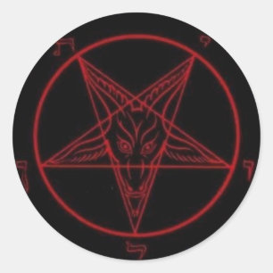 Sticker Rond Sticleur rouge rond Baphomet