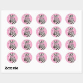 Sticker Rond Sticleur Zebra avec lunettes roses Pink Light Pink (Feuille)