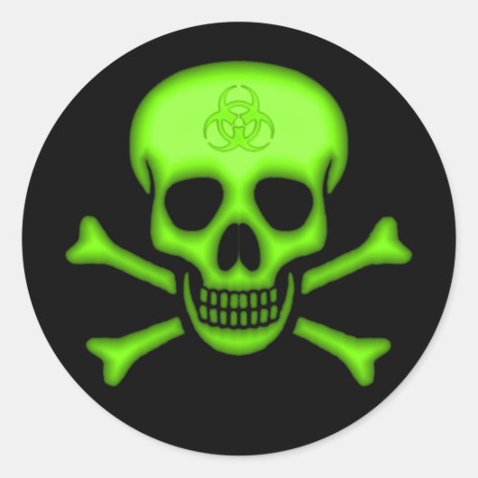 Sticker Rond Sticule crânien bio-danger vert (Devant)