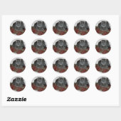 Sticker Rond Sticule de chat gris bouddah (Feuille)