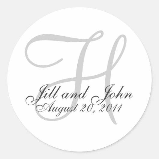 Sticker Rond Sticule de phoque Monogram H Mariage White Bride (Devant)