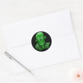 Sticker Rond Sticule de tête de crâne Zombie vert (Enveloppe)