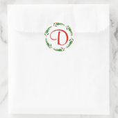 Sticker Rond Sticule monogramme Holly Bough Christmas Wreath 2 (Sac)