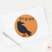 Sticker Rond Sticule orange Halloween noir Crow Silhouette (Enveloppe)