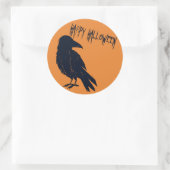 Sticker Rond Sticule orange Halloween noir Crow Silhouette (Sac)