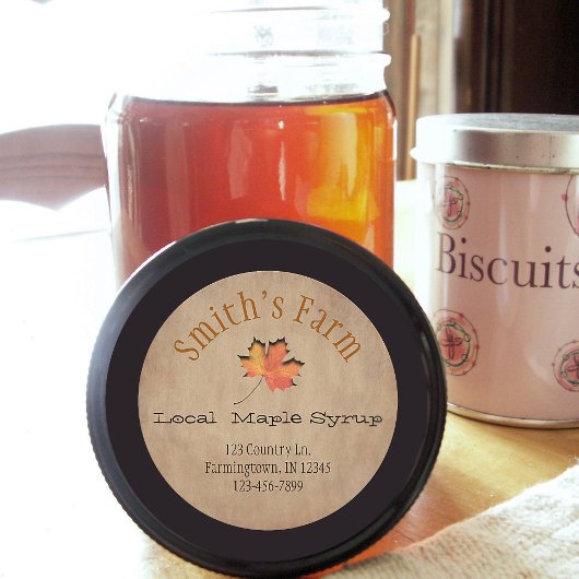 Sticker Rond Sticule rond au sirop d'érable coupé à la feuille 