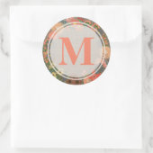 Sticker Rond Sticule rond Monogramme, couronne florale (Sac)