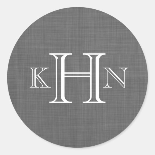 Sticker Rond Sticule rond Monogramme personnalisé Gris Faux (Devant)
