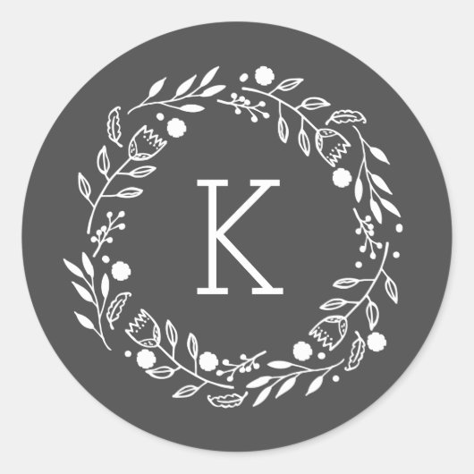 Sticker Rond Sticule rond Monogramme Wreath Whimsy (Devant)