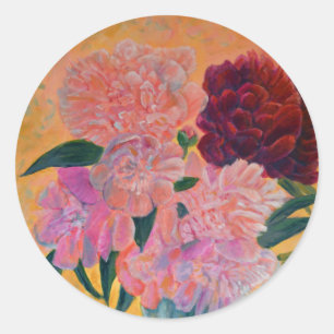 Sticker Rond Still Life avec le bouquet Peony
