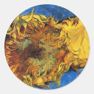 Sticker Rond Still Life Two Cut Sunflowers par Vincent van Gogh