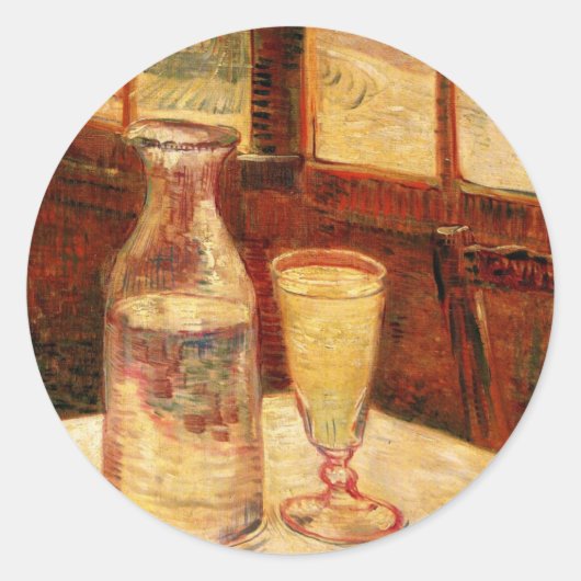 Sticker Rond Still Life with Absinthe par Vincent van Gogh (Devant)