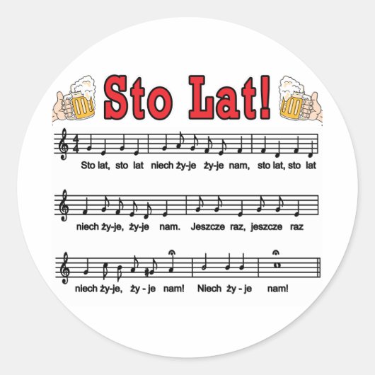 Sticker Rond Sto Lat ! Chanson Avec Beer Mugs (Devant)
