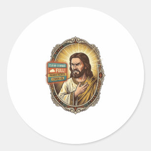 Sticker Rond Stockage en nuage de Jésus plein avertissement Pay