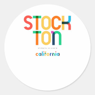 Sticker Rond Stockton Californie milieu du siècle, Art Pop,