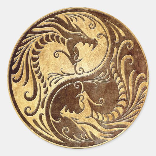Sticker Rond Stone Yin Yang Dragons (Devant)