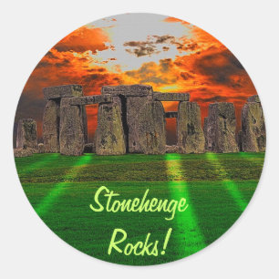 Sticker Rond Stonehenge Standing Stones au coucher du soleil