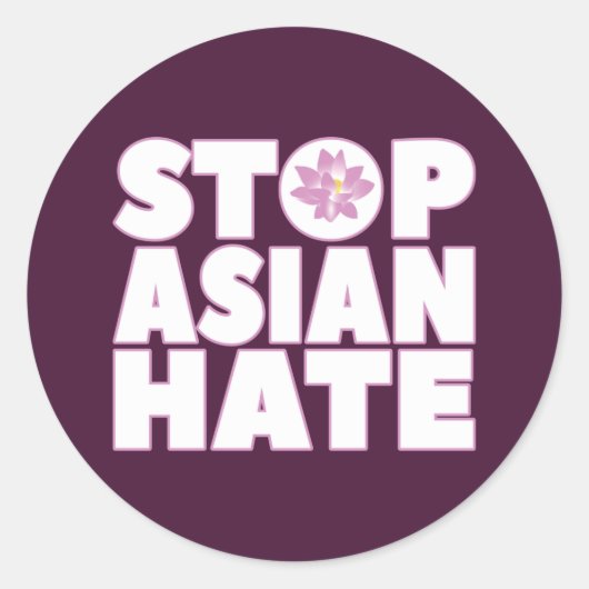 Sticker Rond Stop Asian Hate with Lotus Flower T-Shirt (Devant)