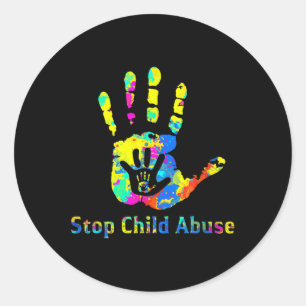 Sticker Rond Stop Child Abuse Prevention Awareness Mois Bleu R