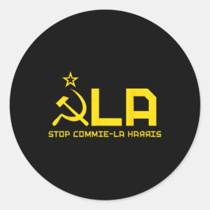 Sticker Rond Stop Commie-la Harris - Kommie Kamala Harris