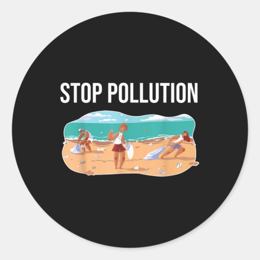 Sticker Rond Stop Pollution Plastic Sea De l'environnement Prot (Devant)