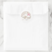 Sticker Rond Stork avec Baby shower fille Bundle rose (Sac)