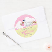 Sticker Rond Stork avec une mignonne petite fille bébé (Enveloppe)