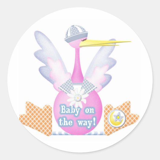 Sticker Rond Stork Baby sur le chemin (Devant)