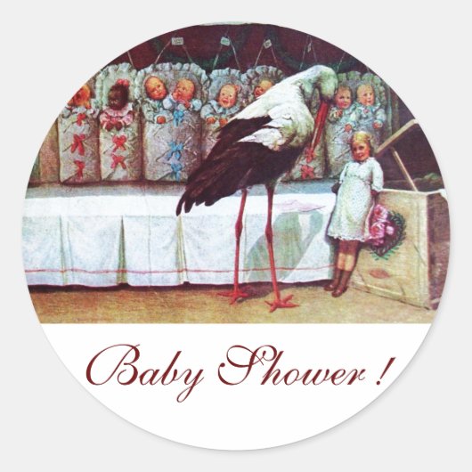 Sticker Rond STORK BÉBÉ GARÇON DOUCHE 3 blanc (Devant)