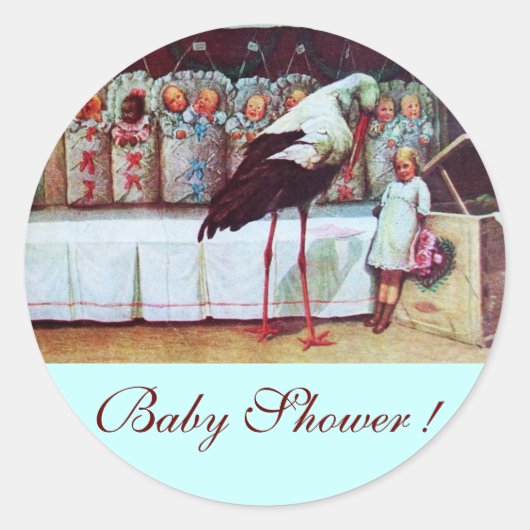 Sticker Rond STORK BÉBÉ GARÇON DOUCHE 3 bleu (Devant)