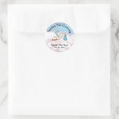 Sticker Rond Stork Bird Baby shower Merci D'Être Venu (Sac)