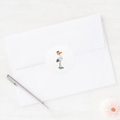 Sticker Rond Stork en Patinage en ligne avec Roller skates (Enveloppe)