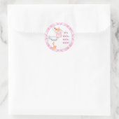 Sticker Rond Stork & Triplet Girls Baby Faire-part (Sac)