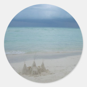 Sticker Rond Stormy Sandcastle Beach Landscape