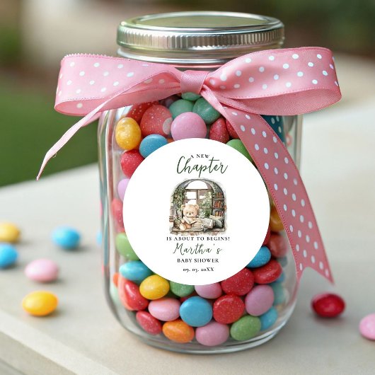 Sticker Rond Storybook Un nouveau chapitre sur commence Baby sh