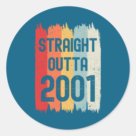 Sticker Rond Straight Outta 2001 Funny Retro Birthday Awesome S (Devant)