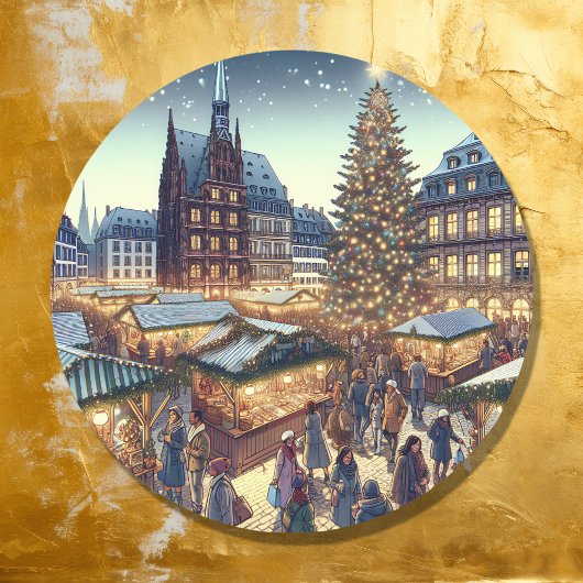 Sticker Rond Strasbourg, France Joyeux Noël Joyeux Noël
