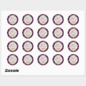 Sticker Rond Strata de bijoux violets et dorés pour 40e anniver (Feuille)