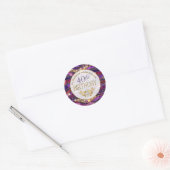 Sticker Rond Strata de bijoux violets et dorés pour 40e anniver (Enveloppe)