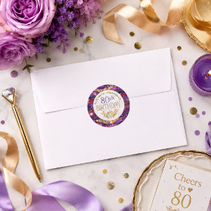 Sticker Rond Strates de pierres précieuses violettes et dorées