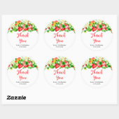 Sticker Rond Strawberries and Daisies Birthday Party Thank You (Feuille)